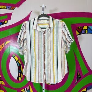 Lovestitch Striped Shirt with Floral Embroidery, Size Small. In excellent cond!